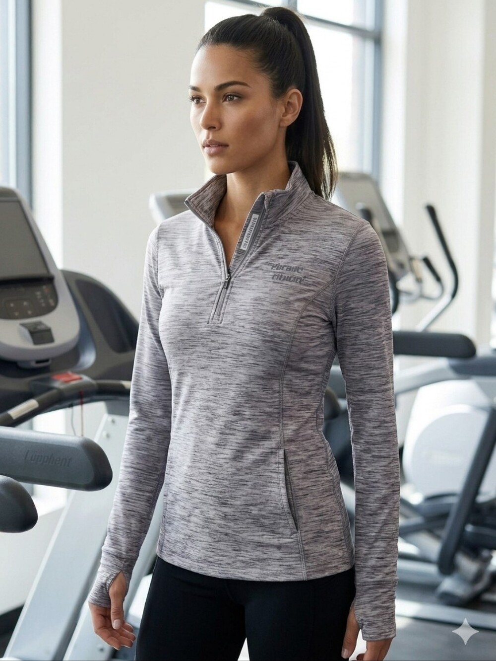 Kyodan Women's 1/4 Zip Space Dye Activewear Pullover Jacket Size XS Grey